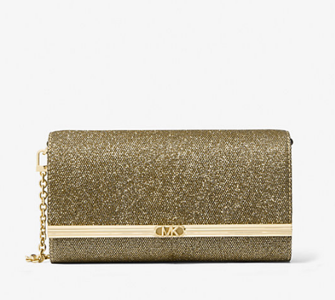 Michael Kors Mona Large Glitter Chain Mesh Clutch