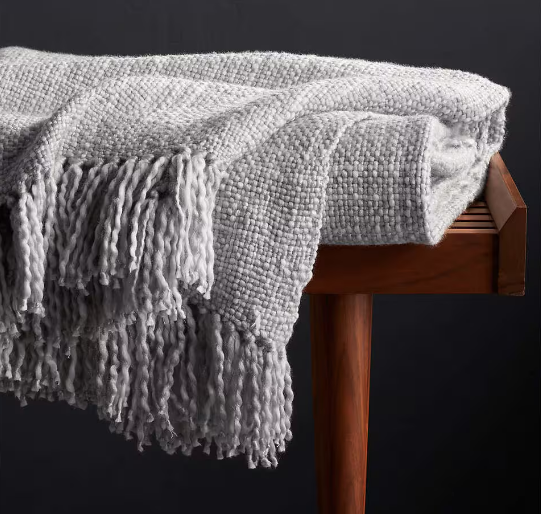 Styles Dove Fringe Throw Blanket, cozy home accent, perfect decor gift.