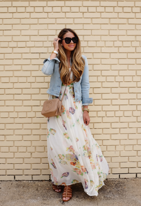 Maxi Dress with Denim Jacket