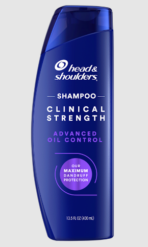 "Head & Shoulders shampoo bottle, designed to treat scalp problems like dandruff, itchiness, and flakiness.