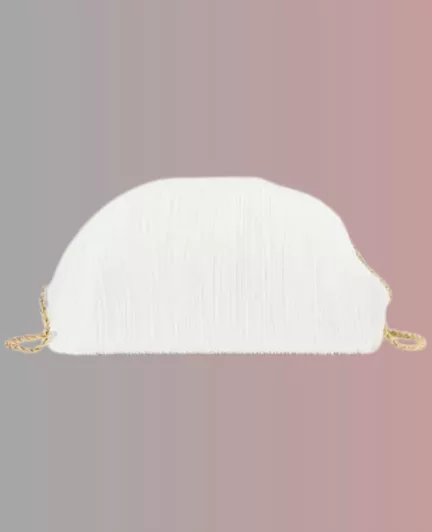 Bailey White Pleated Dome Clutch