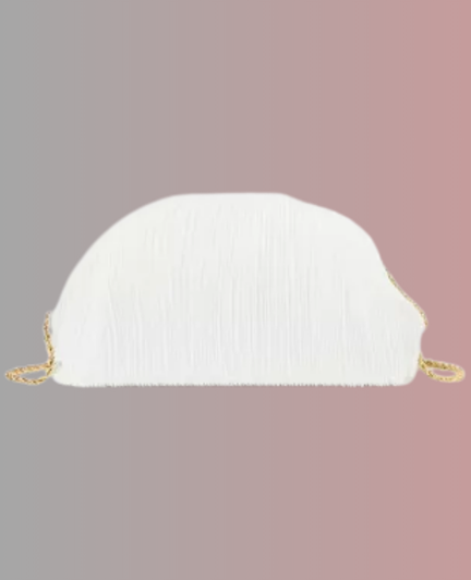 Bailey White Pleated Dome Clutch