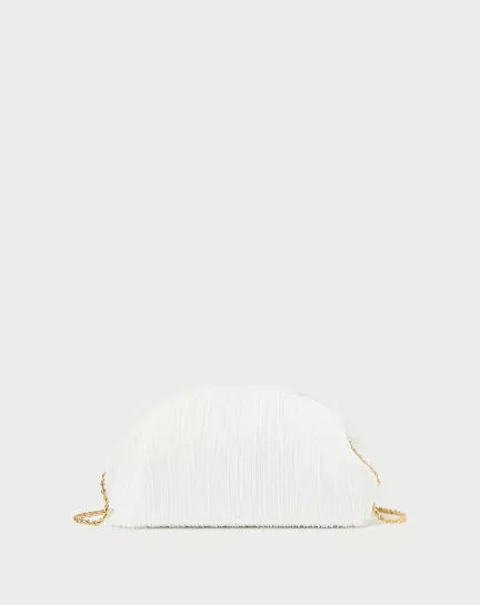 Bailey white pleated dome clutch