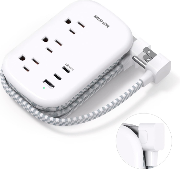 BESHON Flat Plug Power Strip