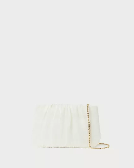 Brit pearl flat pleated clutch