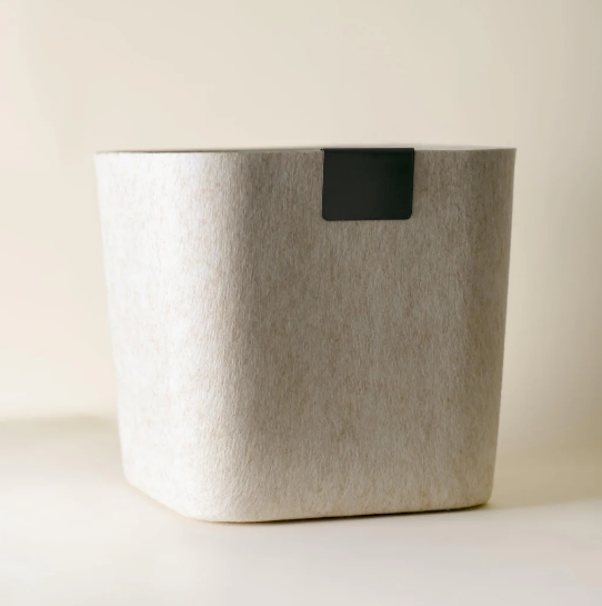 SortJoy The Sculpted Bin in Stone, modern felt storage organizer.