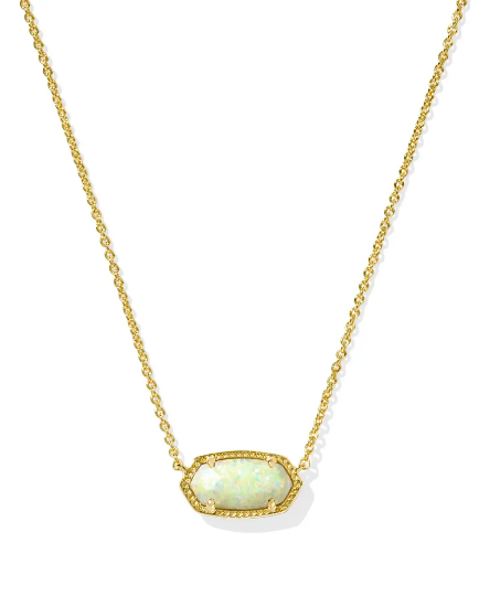 Kendra Scott Elisa Gold Pendant Necklace with Light Yellow Opal Stone".
