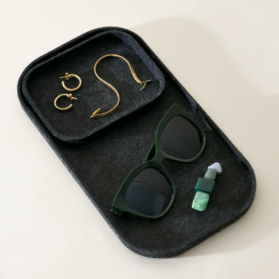 Dark gray felt tray duo organizing Tray.