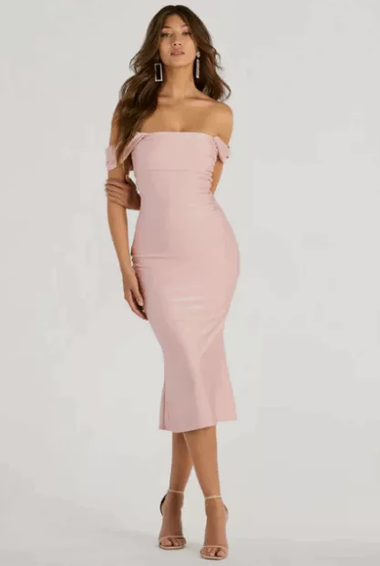 Windsor Exceptional Off-The-Shoulder Flared Midi Dress